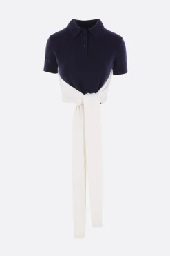 Topwear>LOEWE pullover cropped a polo in misto lana e cashmere Blu