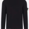 Topwear>STONE ISLAND pullover in cotone con badge logo Blu