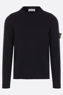 Topwear>STONE ISLAND pullover in cotone con badge logo Blu