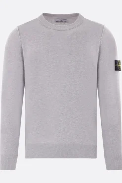Topwear>STONE ISLAND pullover in cotone con badge logo Grigio