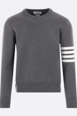 Topwear>THOM BROWNE pullover in cotone punto Milano Grigio