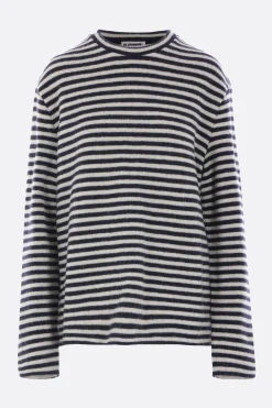 Topwear>JIL SANDER pullover in lana a righe Blu