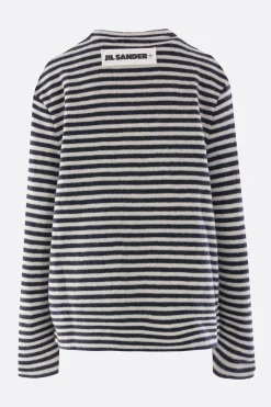 Topwear>JIL SANDER pullover in lana a righe Blu