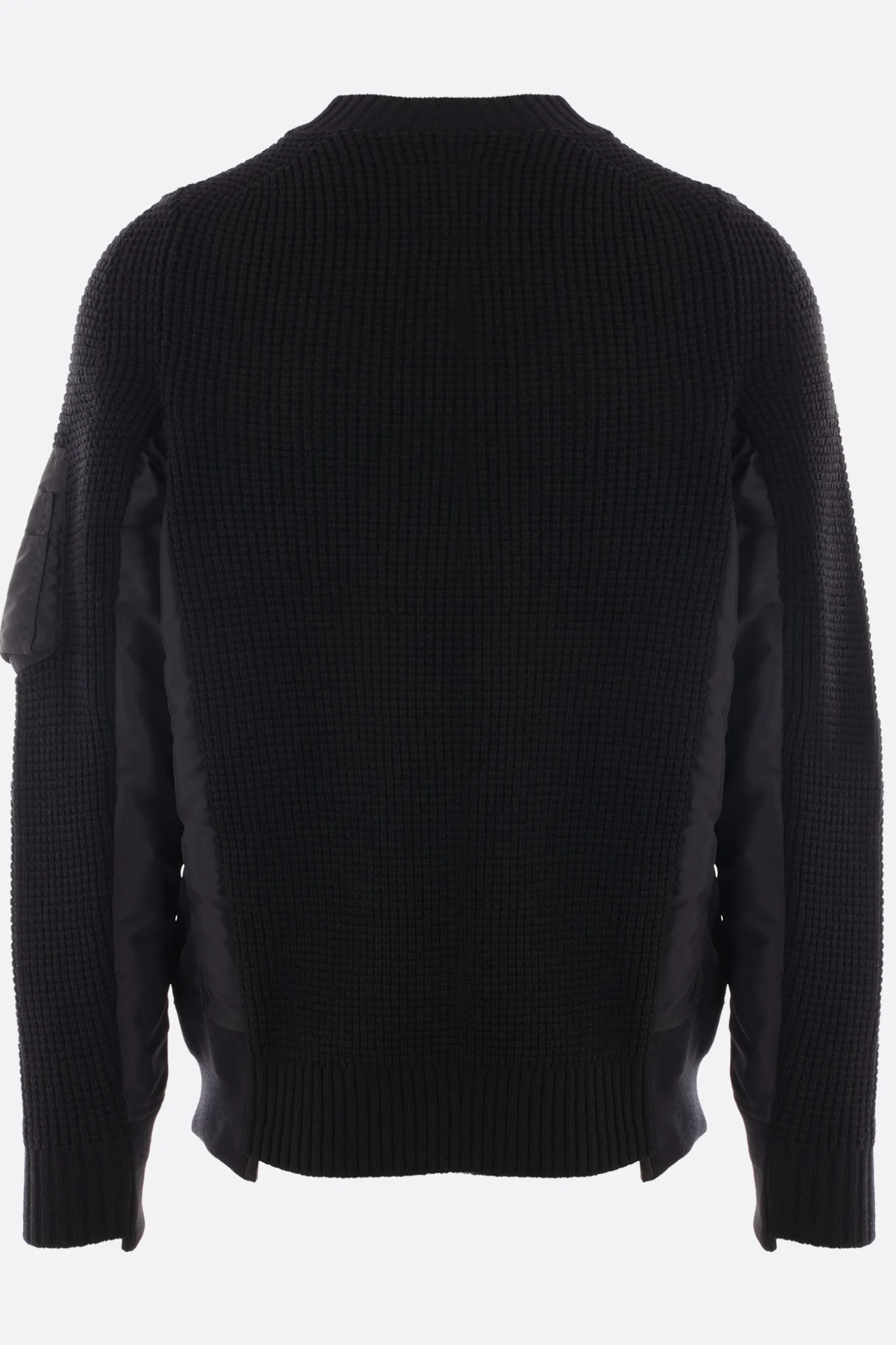 Topwear>SACAI pullover in lana e twill Nero