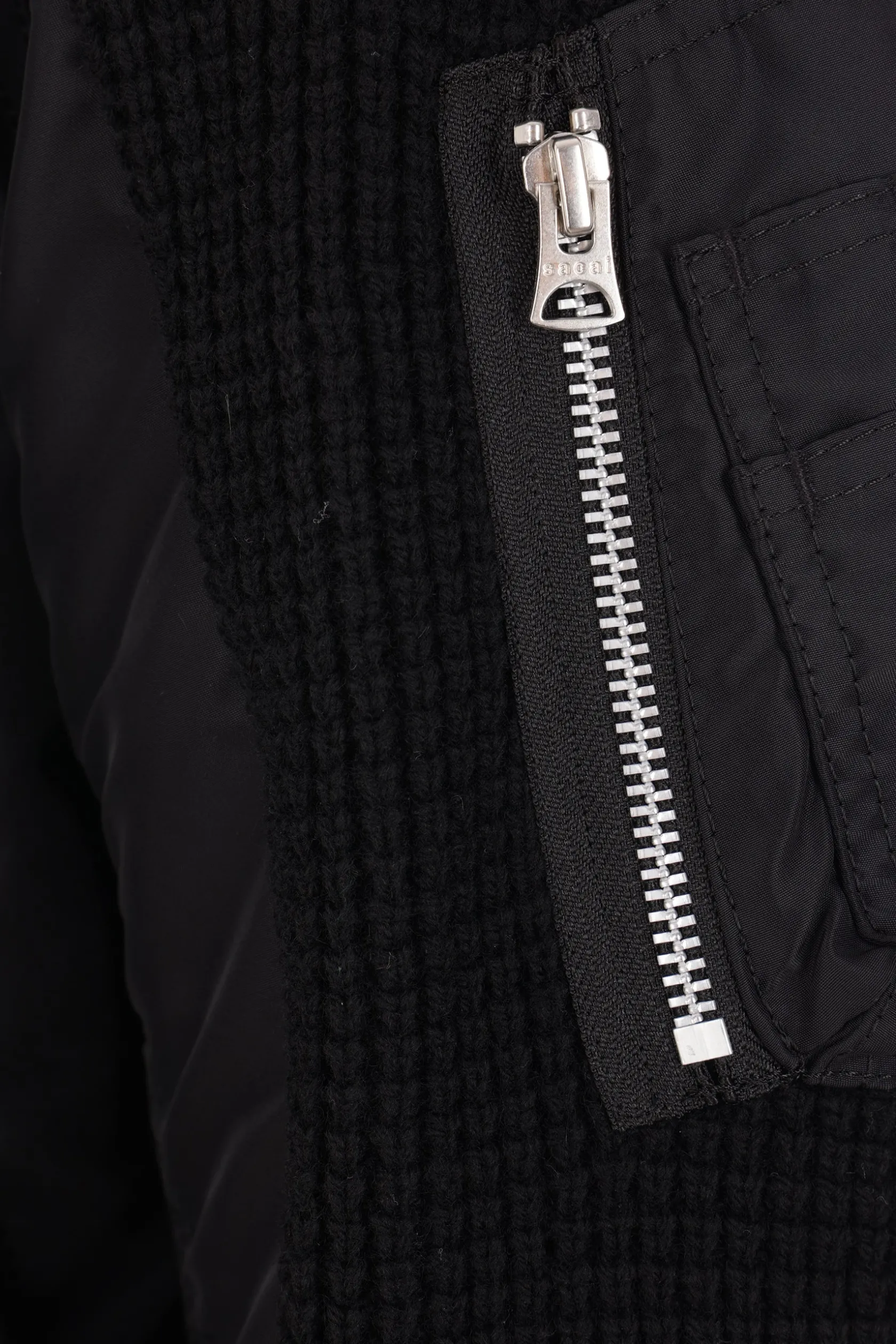 Topwear>SACAI pullover in lana e twill Nero