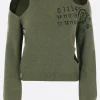 Topwear>MM6 pullover in misto lana con cut-out Verde