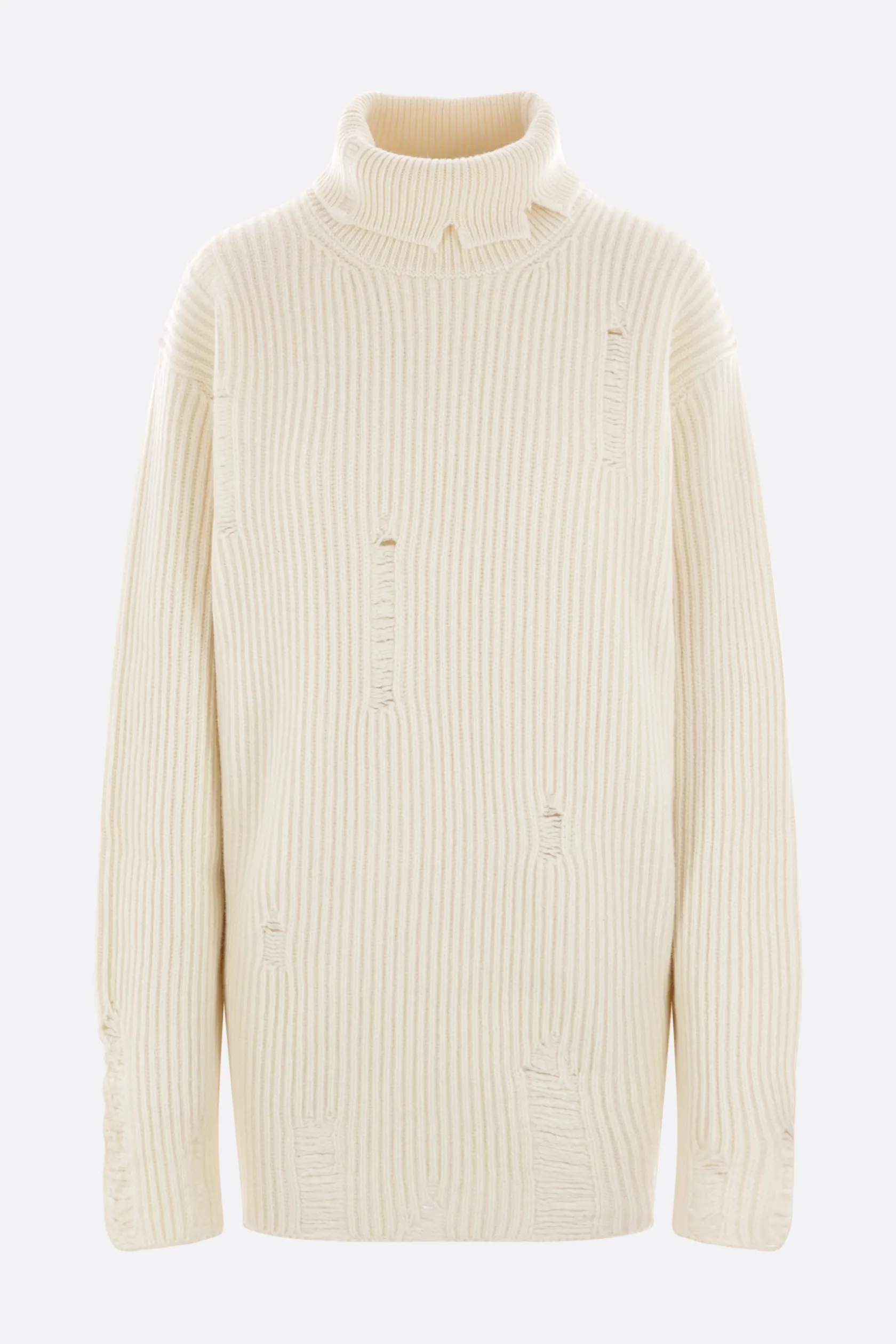 Topwear>ANN DEMEULEMEESTER pullover oversize Tone in lana a coste Bianco