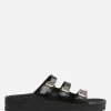 Sandali>BIRKENSTOCK sandalo flat Florida Fresh in pelle lucida (Narrow Fit) Nero
