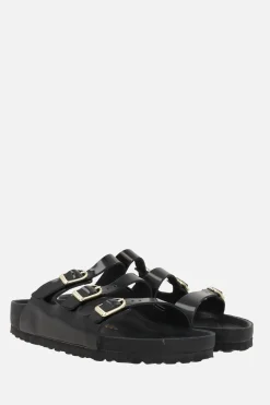 Sandali>BIRKENSTOCK sandalo flat Florida Fresh in pelle lucida (Narrow Fit) Nero