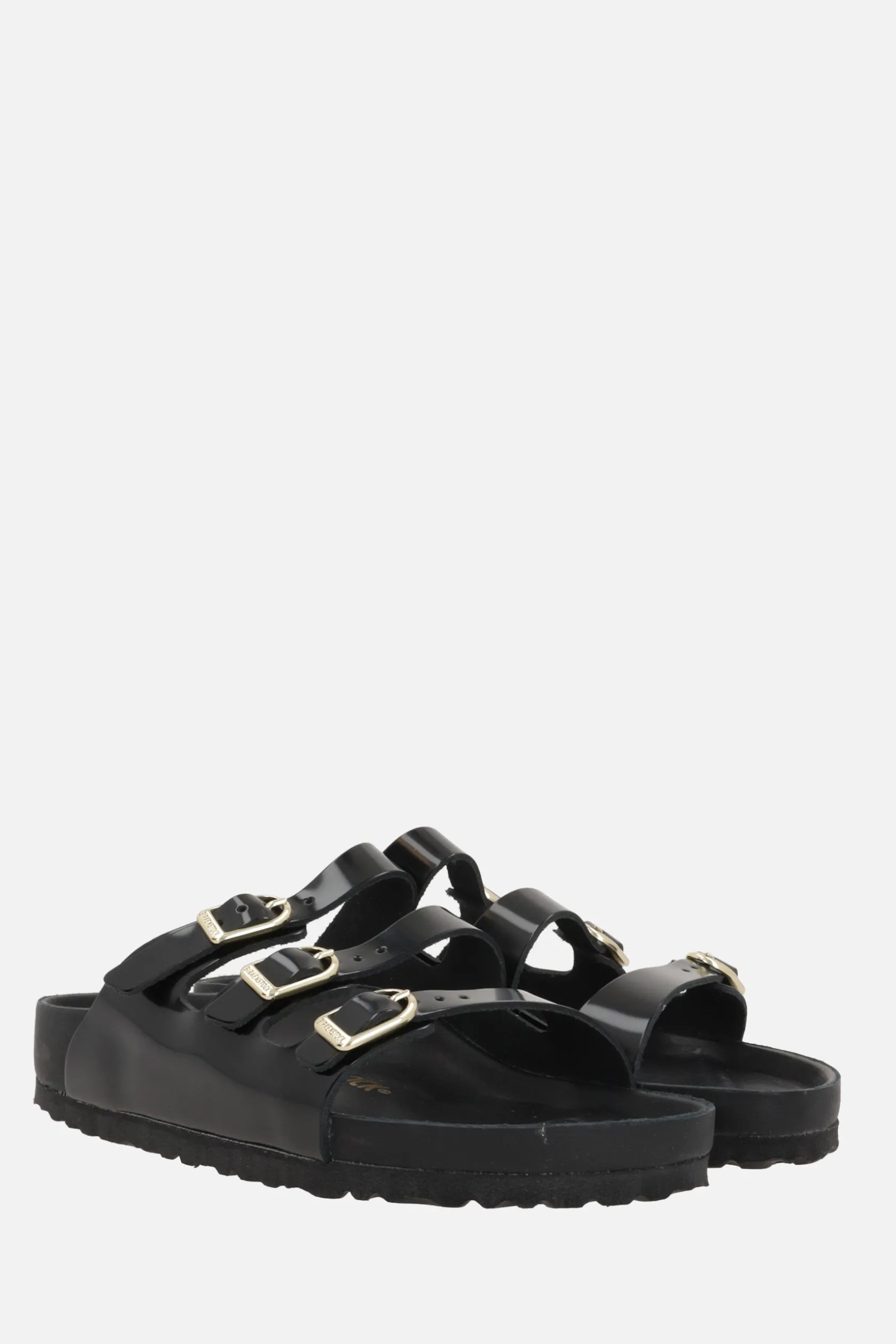 Sandali>BIRKENSTOCK sandalo flat Florida Fresh in pelle lucida (Narrow Fit) Nero
