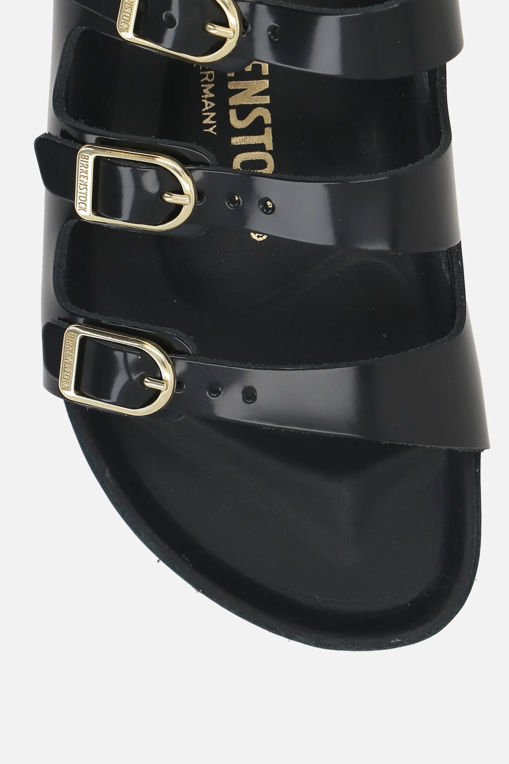 Sandali>BIRKENSTOCK sandalo flat Florida Fresh in pelle lucida (Narrow Fit) Nero
