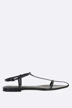 Sandali>JIL SANDER sandalo flat in pelle effetto Paper Nero