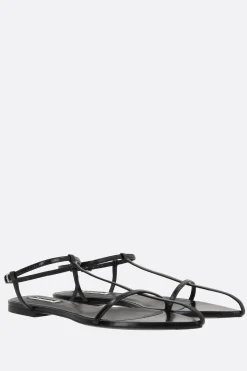 Sandali>JIL SANDER sandalo flat in pelle effetto Paper Nero