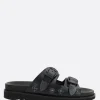 Sandali Flat>TOGA VIRILIS sandalo flat in pelle liscia con borchie Nero