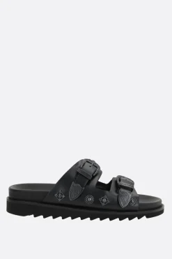Sandali Flat>TOGA VIRILIS sandalo flat in pelle liscia con borchie Nero