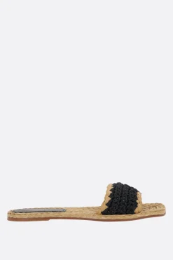 Sandali>PALOMA BARCELO' sandalo flat Molly in raso crochet e rafia Nero