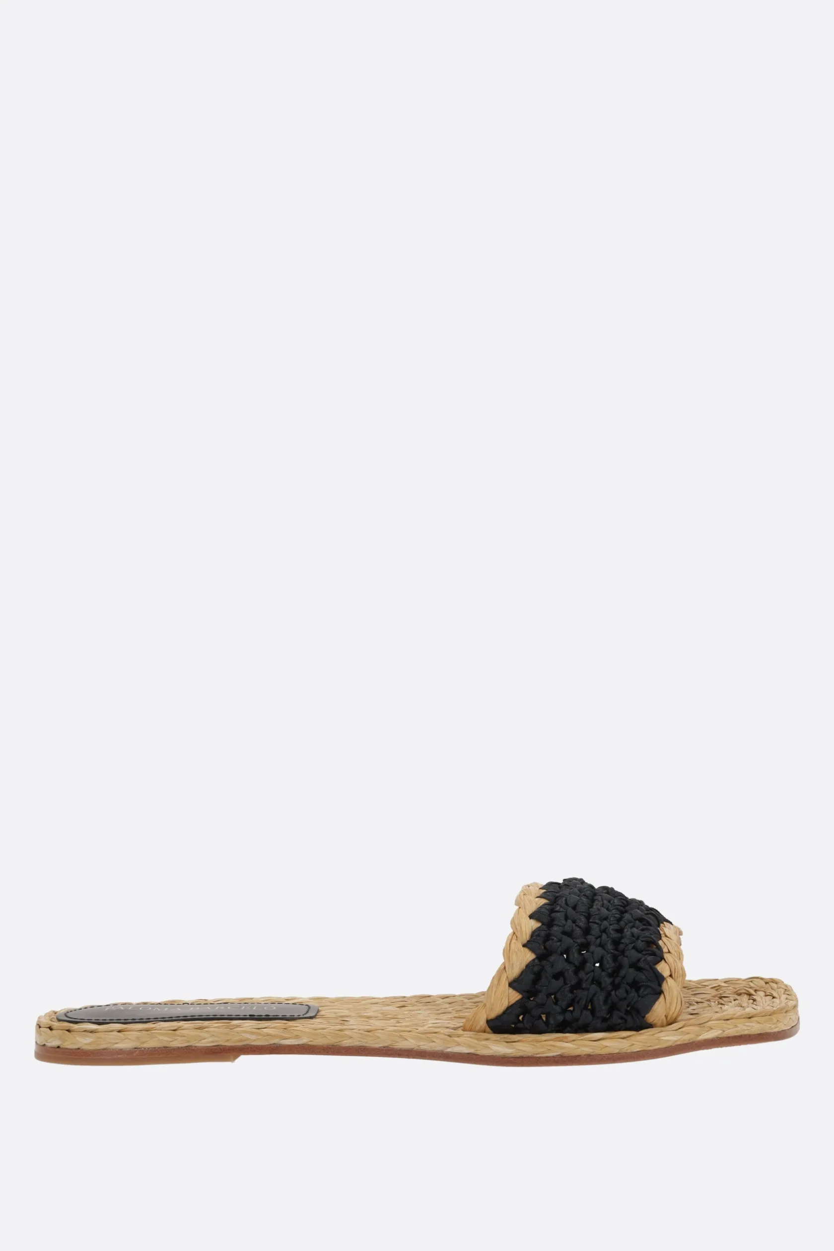 Sandali>PALOMA BARCELO' sandalo flat Molly in raso crochet e rafia Nero