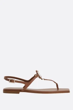 Sandali>ROGER VIVIER sandalo infradito Viv' by the Sea in pelle liscia Marrone