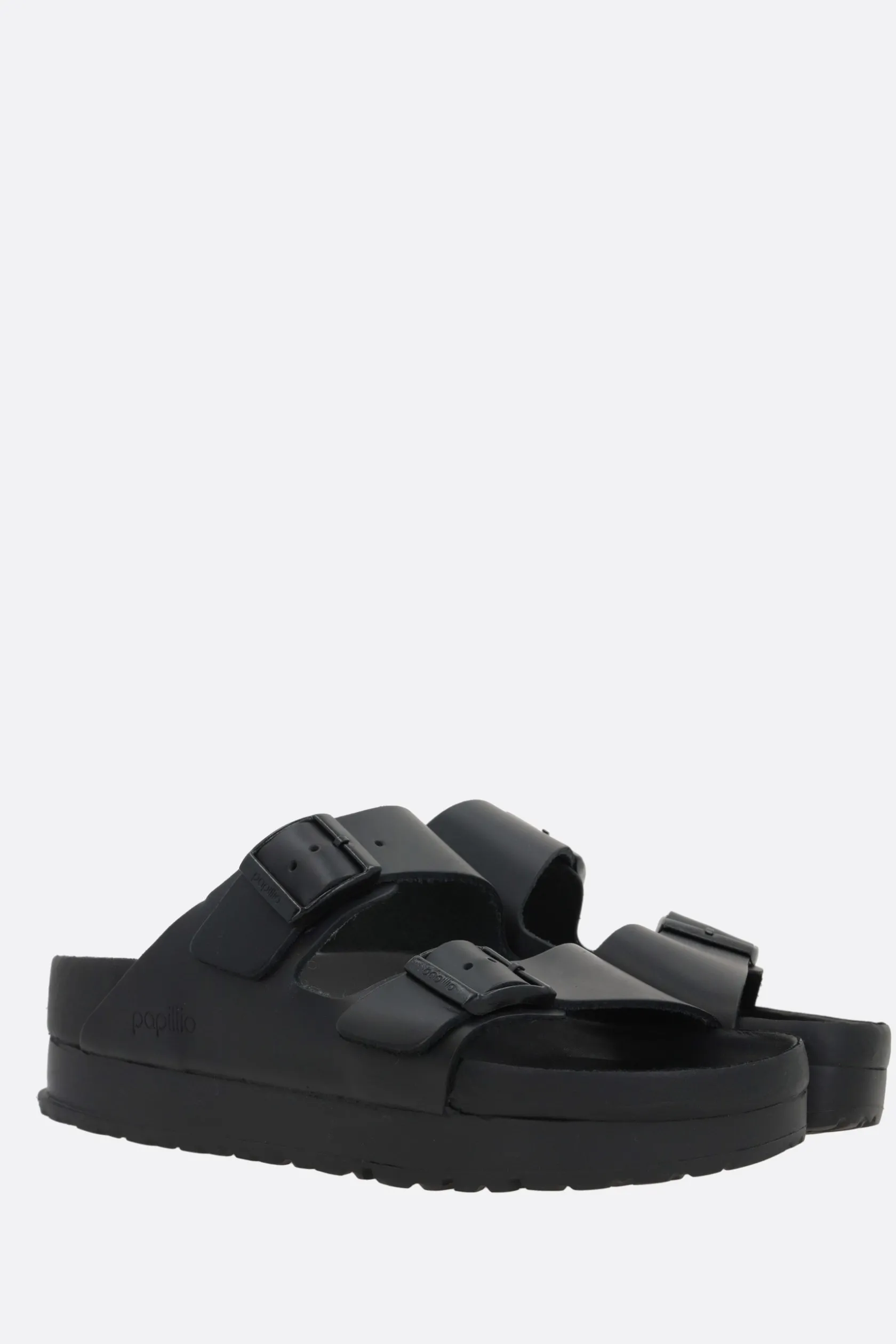 Sandali>BIRKENSTOCK sandalo platform Arizona PAP Flex in pelle liscia (Narrow Fit) Nero