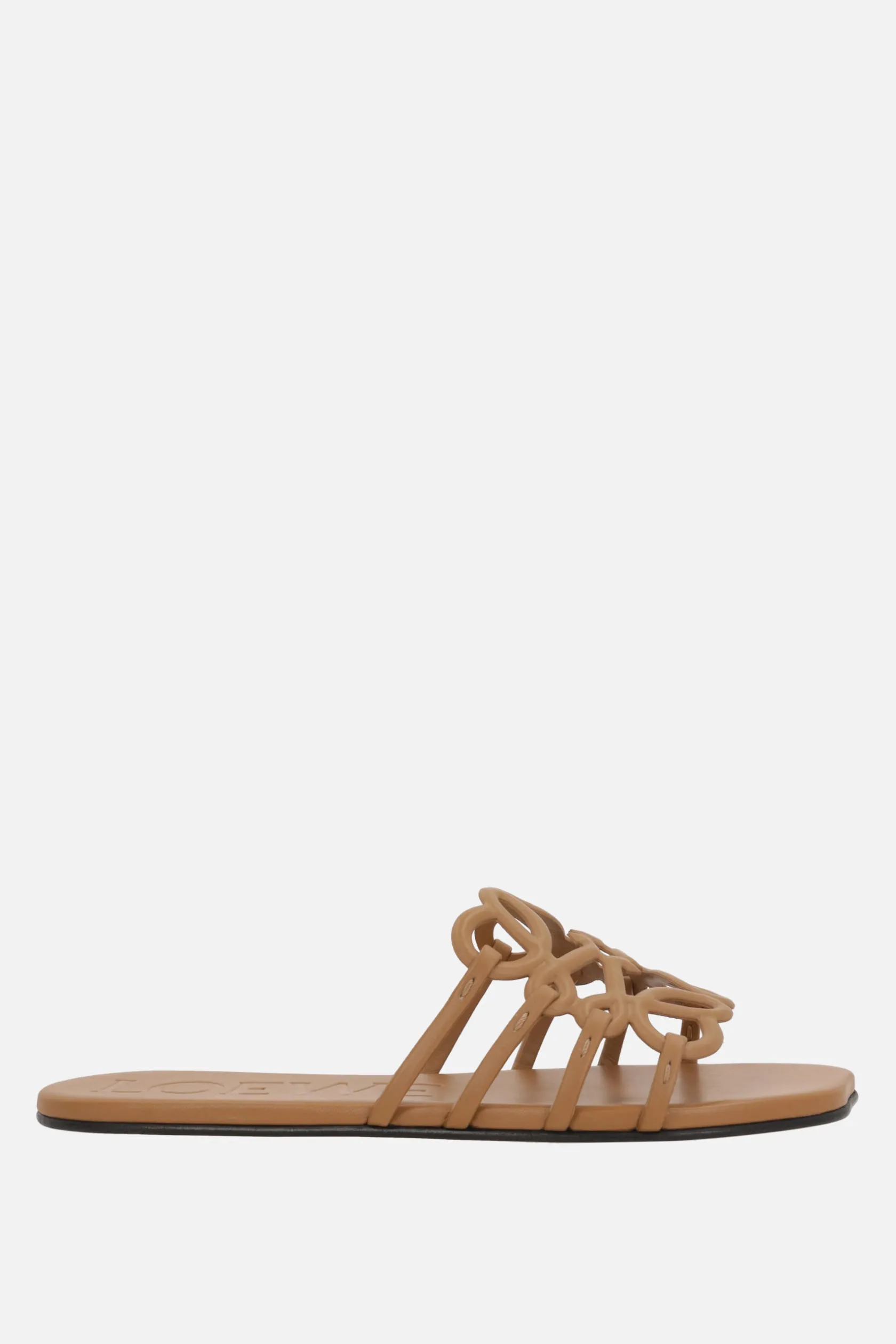 Sandali>LOEWE sandalo slide Anagram Petal in pelle liscia Marrone