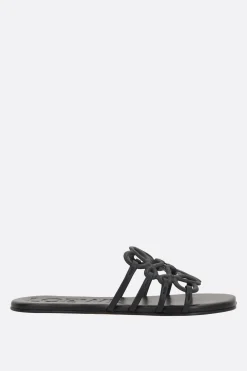 Sandali>LOEWE sandalo slide Anagram Petal in pelle liscia Nero