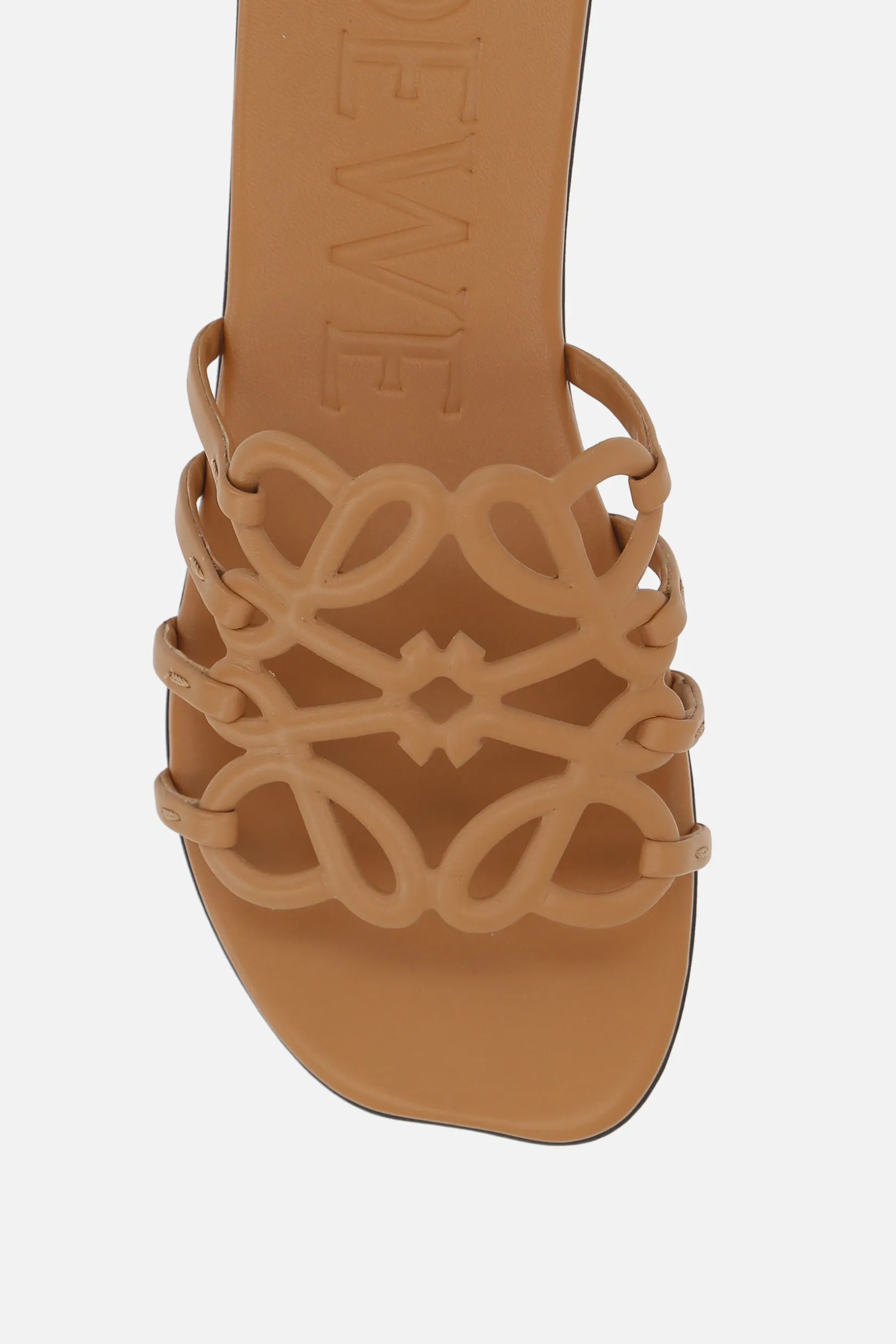 Sandali>LOEWE sandalo slide Anagram Petal in pelle liscia Marrone