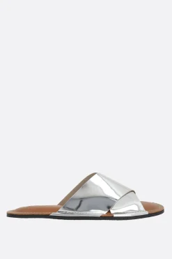 Sandali>PLAN C sandalo slide in pelle laminata Argento