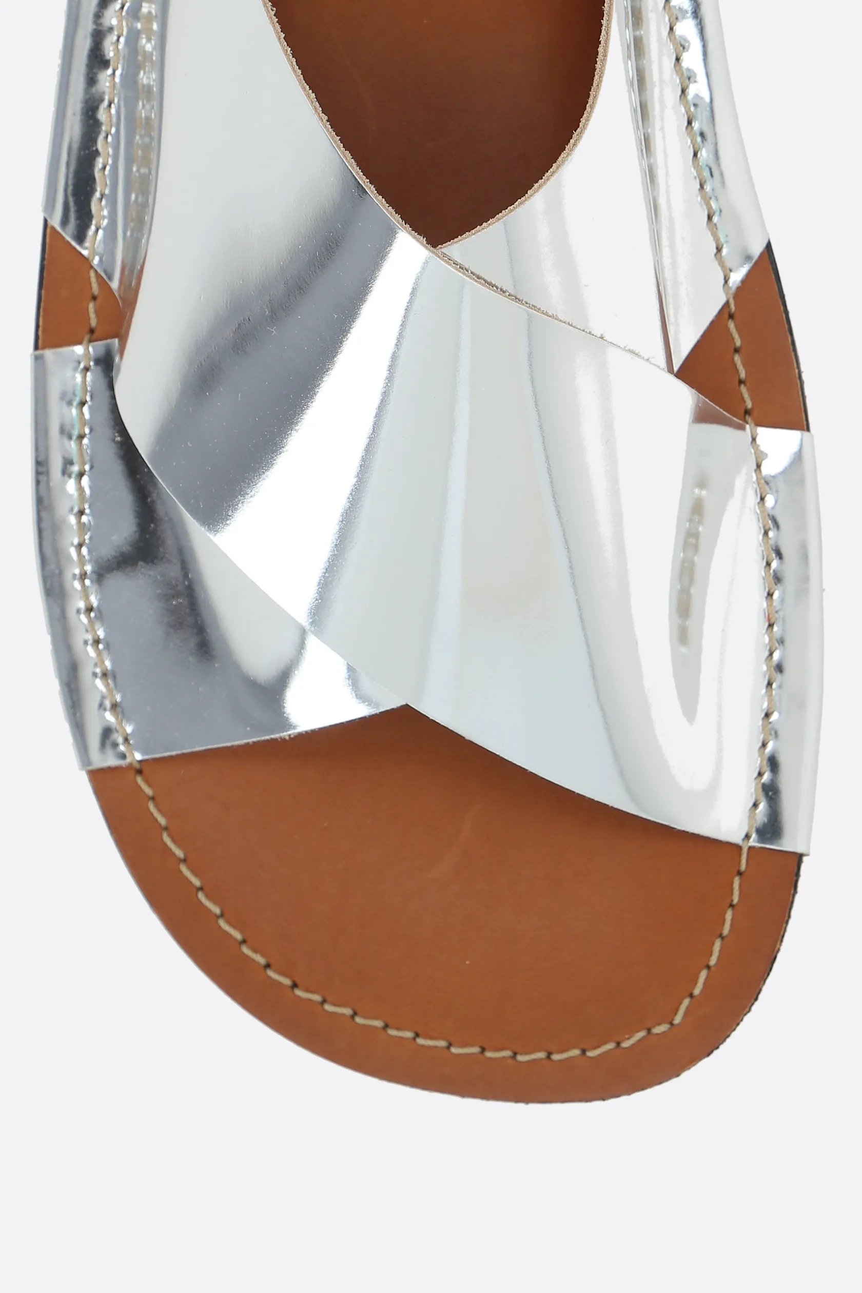 Sandali>PLAN C sandalo slide in pelle laminata Argento