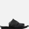 Sandali>YOHJI YAMAMOTO sandalo slide in pelle liscia e mesh Nero