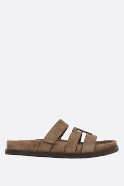 Sandali>TORY BURCH sandalo slide Ines Sport in suede Marrone
