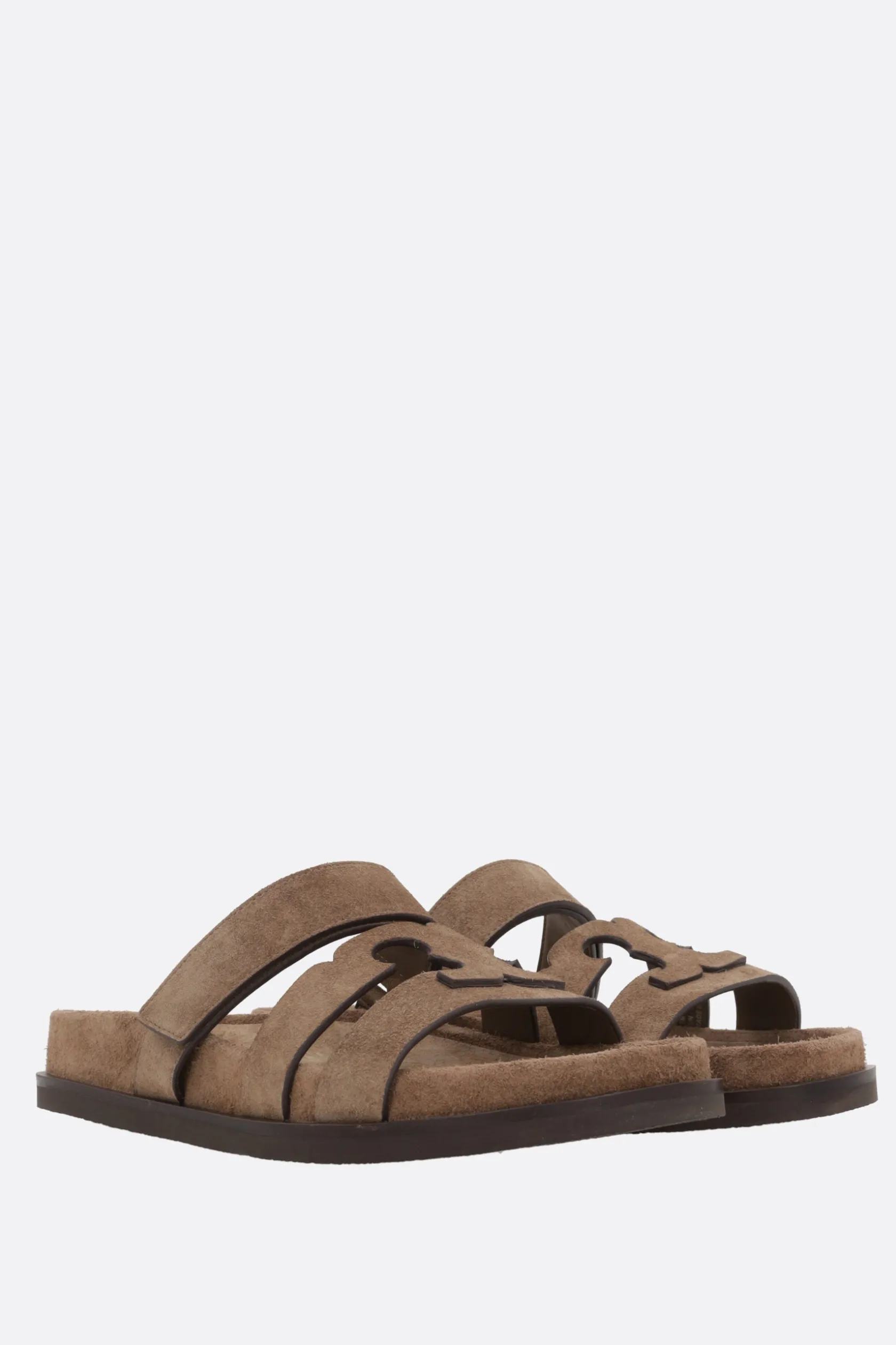 Sandali>TORY BURCH sandalo slide Ines Sport in suede Marrone
