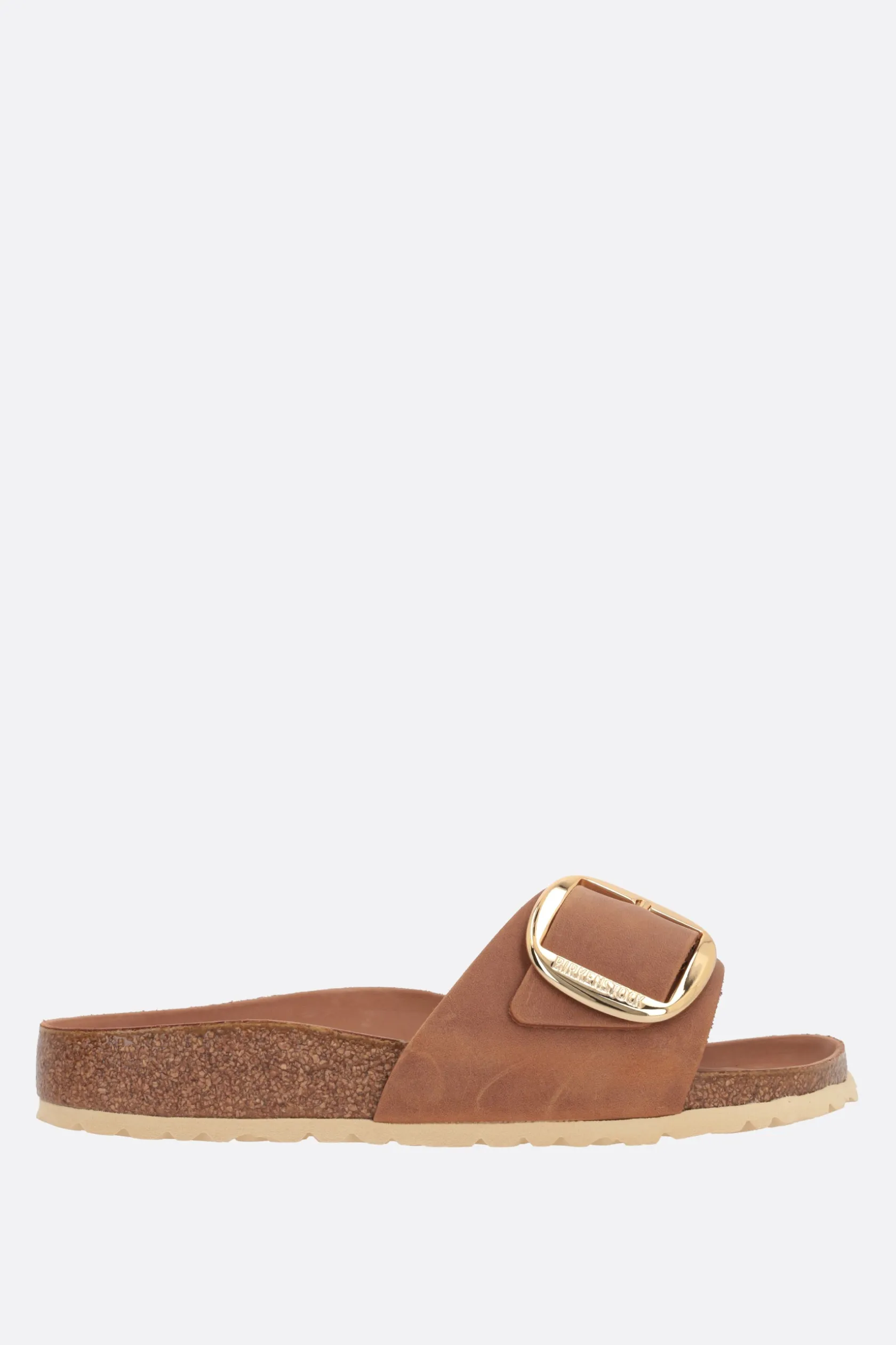 Sandali>BIRKENSTOCK sandalo slide Madrid Big Buckle in pelle oliata (Narrow Fit) Marrone