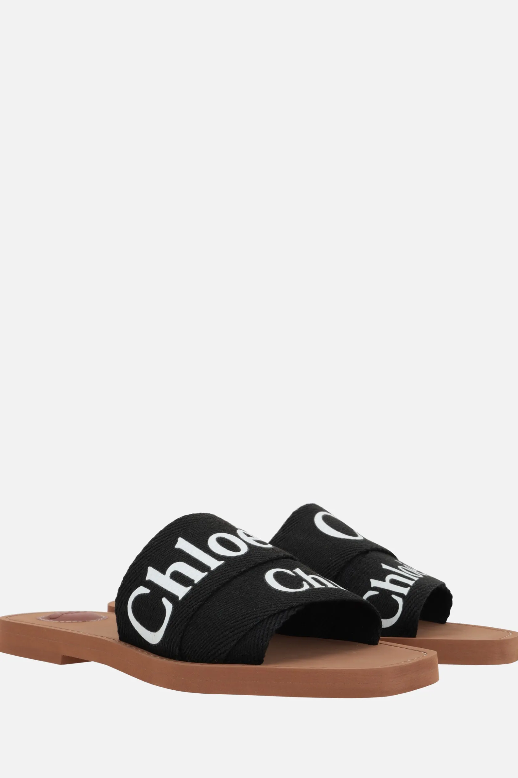 Sandali>CHLOÉ sandalo slide Woody in canvas Nero