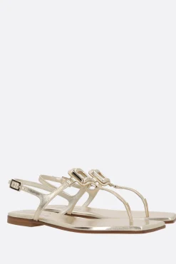 Sandali>ROGER VIVIER sandalo Viv' By The Sea in pelle laminata Oro
