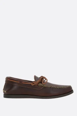 Scarpe Stringate>YUKETEN scarpa da barca Canoe Moc in pelle liscia Marrone