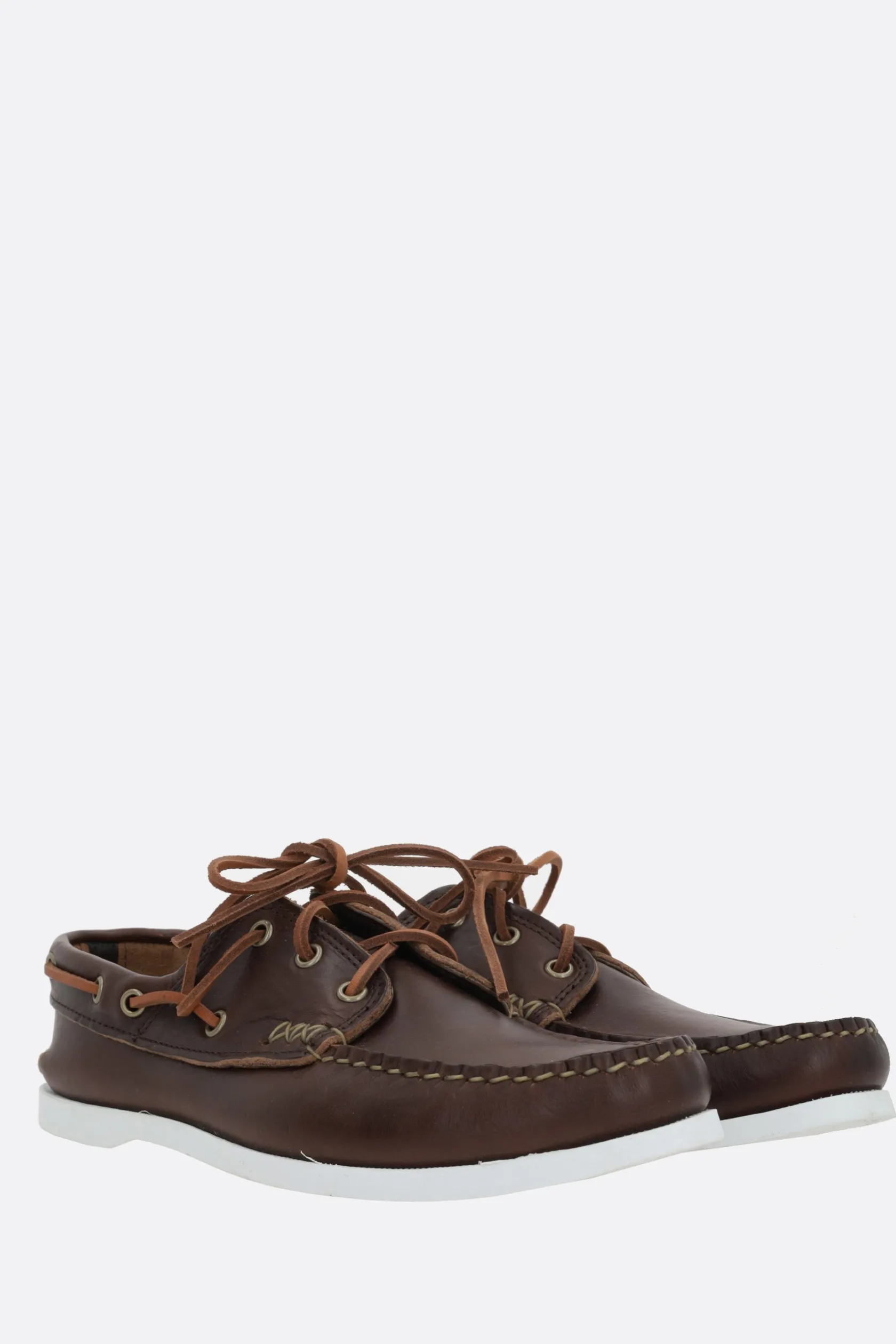Scarpe Stringate>YUKETEN scarpa da barca in pelle liscia Marrone