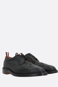 Scarpe Stringate>THOM BROWNE scarpa derby in pelle pebble grain Nero