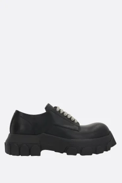 Stivali>RICK OWENS scarpa derby Mega Tractor in pelle liscia Nero
