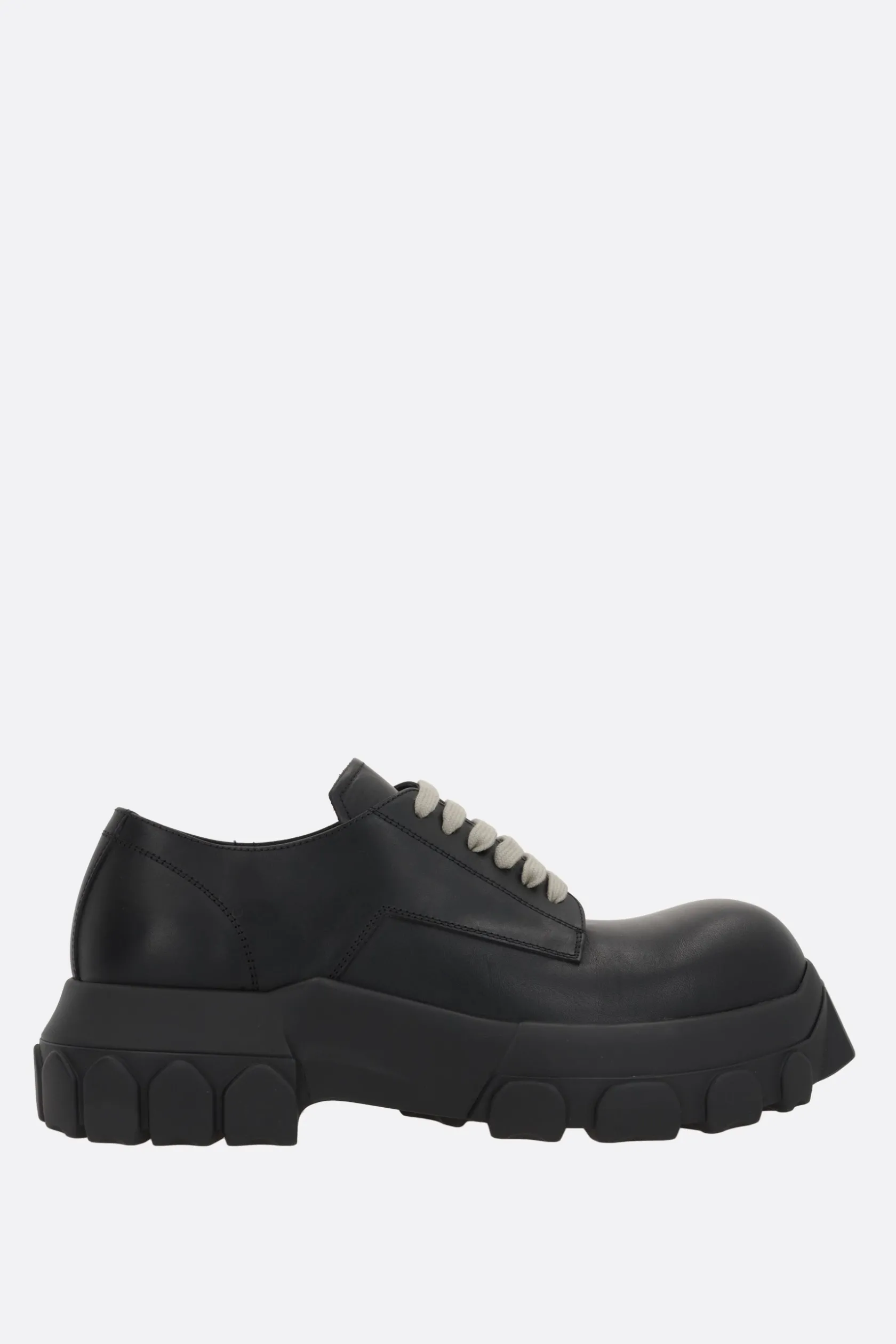 Stivali>RICK OWENS scarpa derby Mega Tractor in pelle liscia Nero