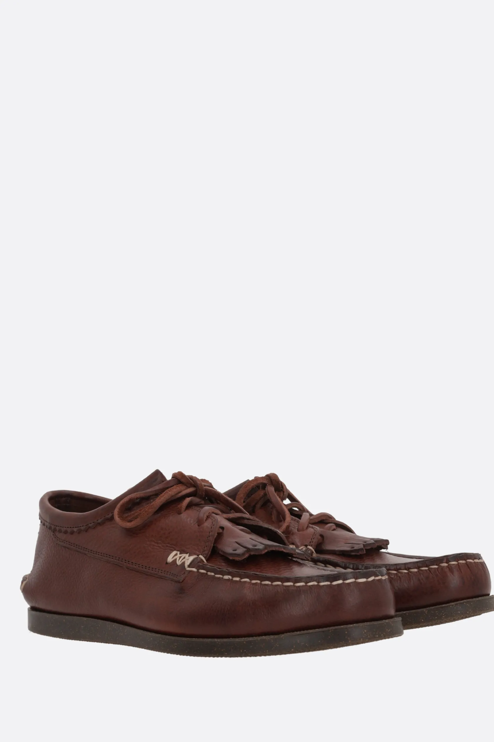 Scarpe Stringate>YUKETEN scarpa stringata Italian Blucher in pelle martellata Marrone