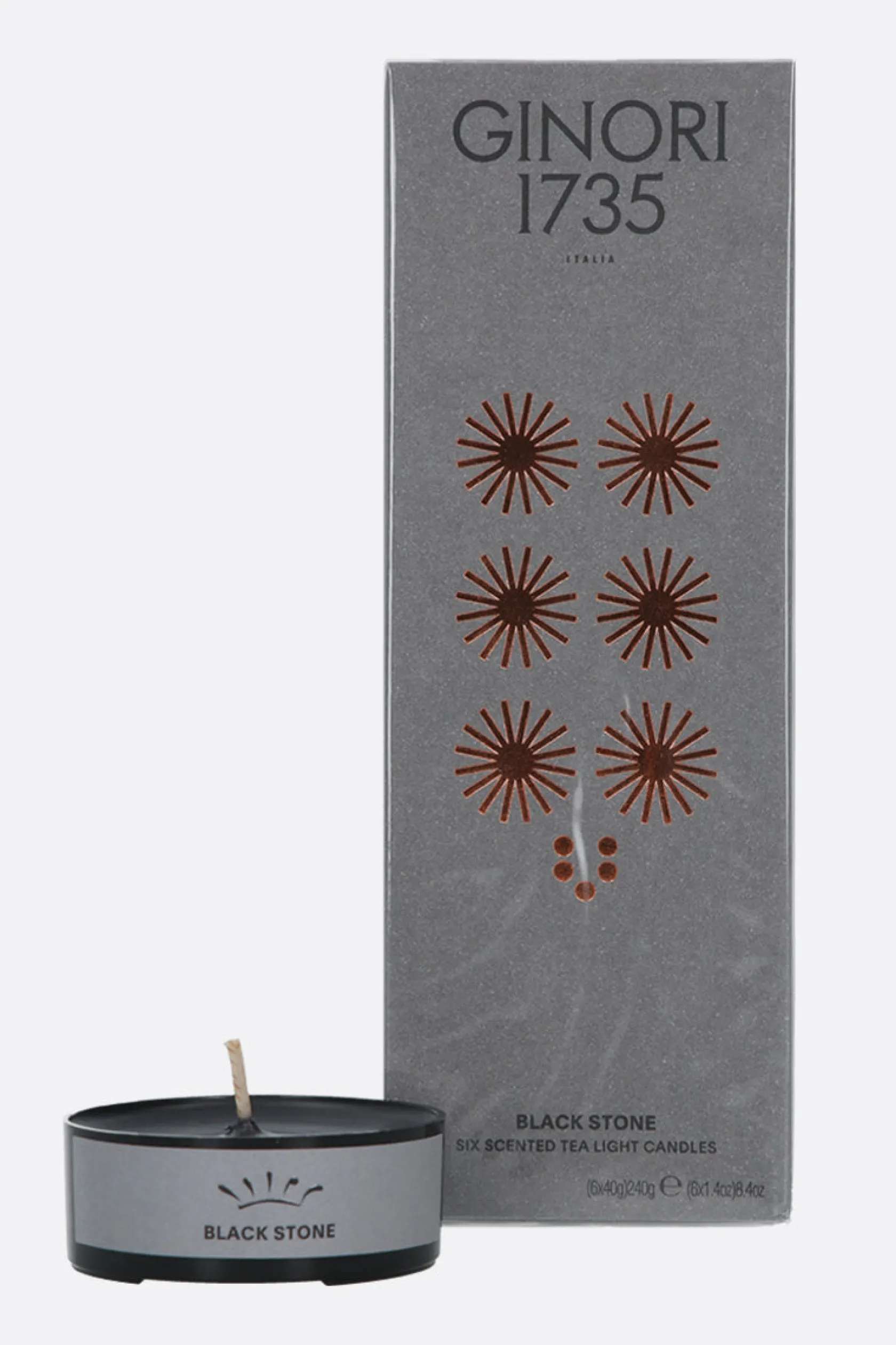Lifestyle>GINORI 1735 sei candele profumate tea light Black Stone Nero