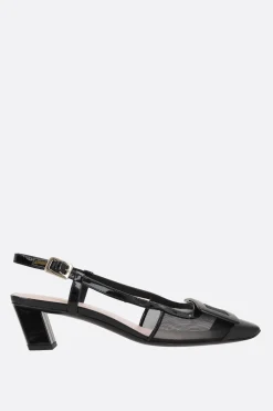 Décolletés E Slingbacks>ROGER VIVIER slingback Belle Vivier in rete e vernice Nero