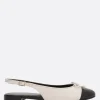 Décolletés E Slingbacks>TORY BURCH slingback flat in nappa bicolore Neutro