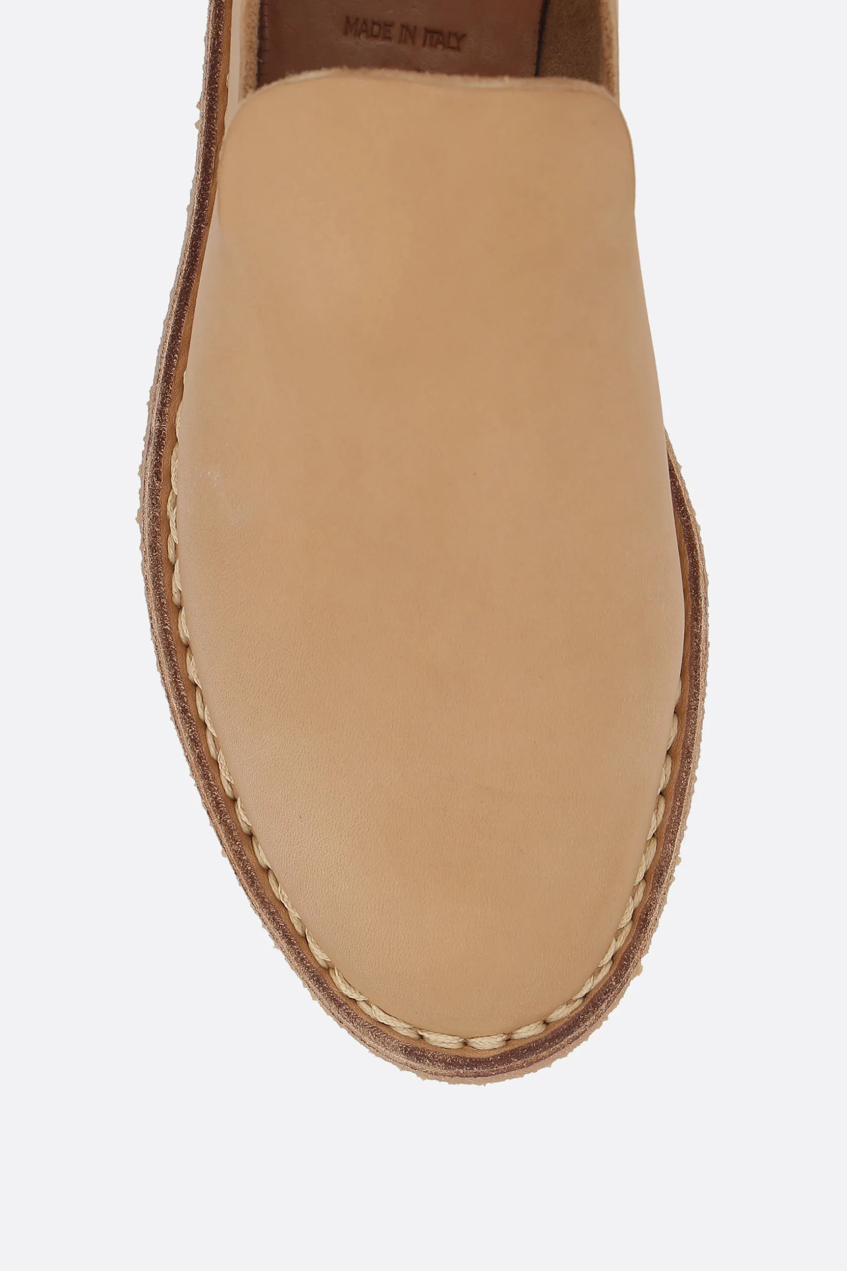 Scarpe Basse>GUIDI slipper in pelle liscia Neutro