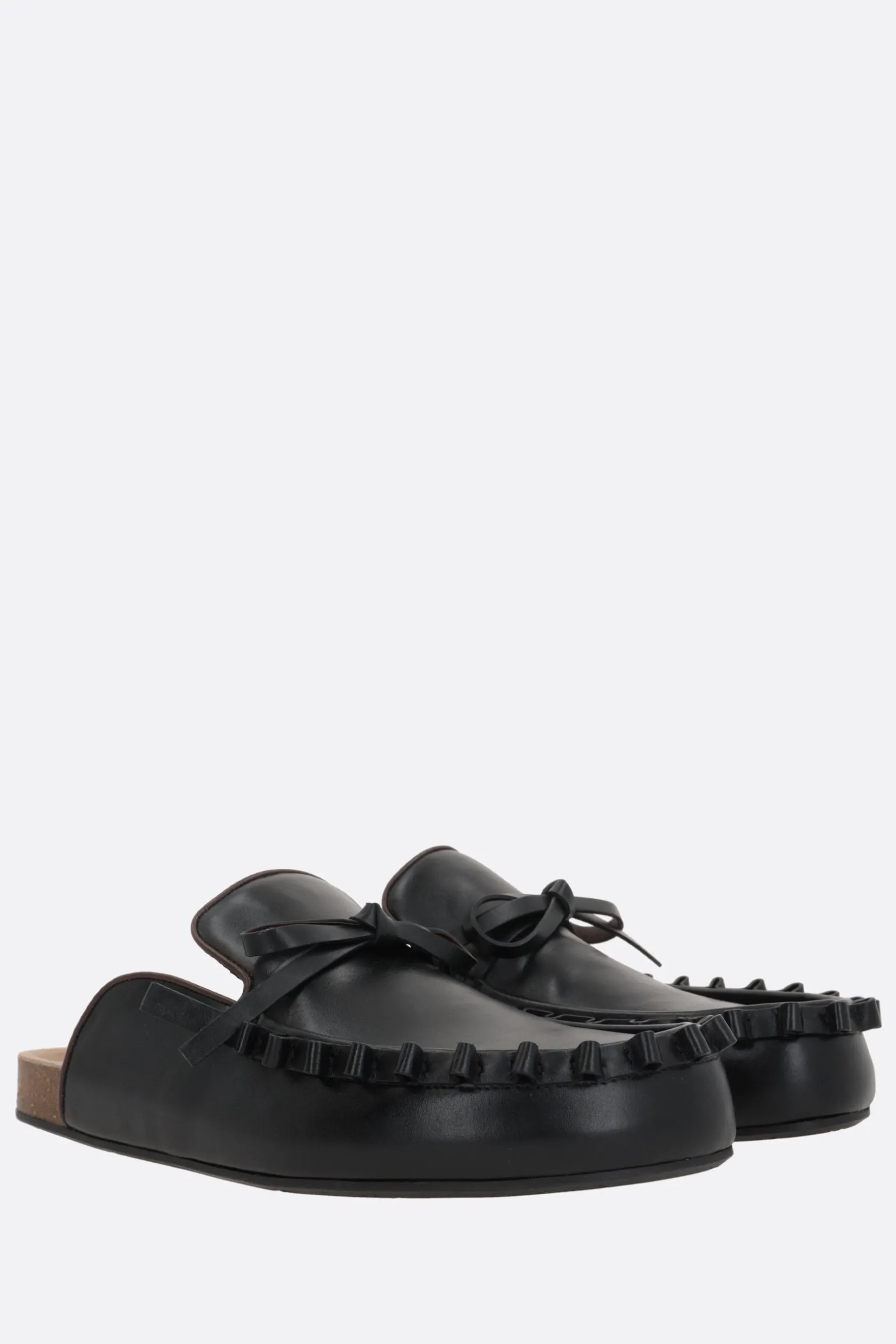 Mocassini E Slippers>JW ANDERSON slipper in pelle liscia con rouche Nero