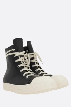 Sneakers>RICK OWENS sneaker high-top in pelle liscia Nero