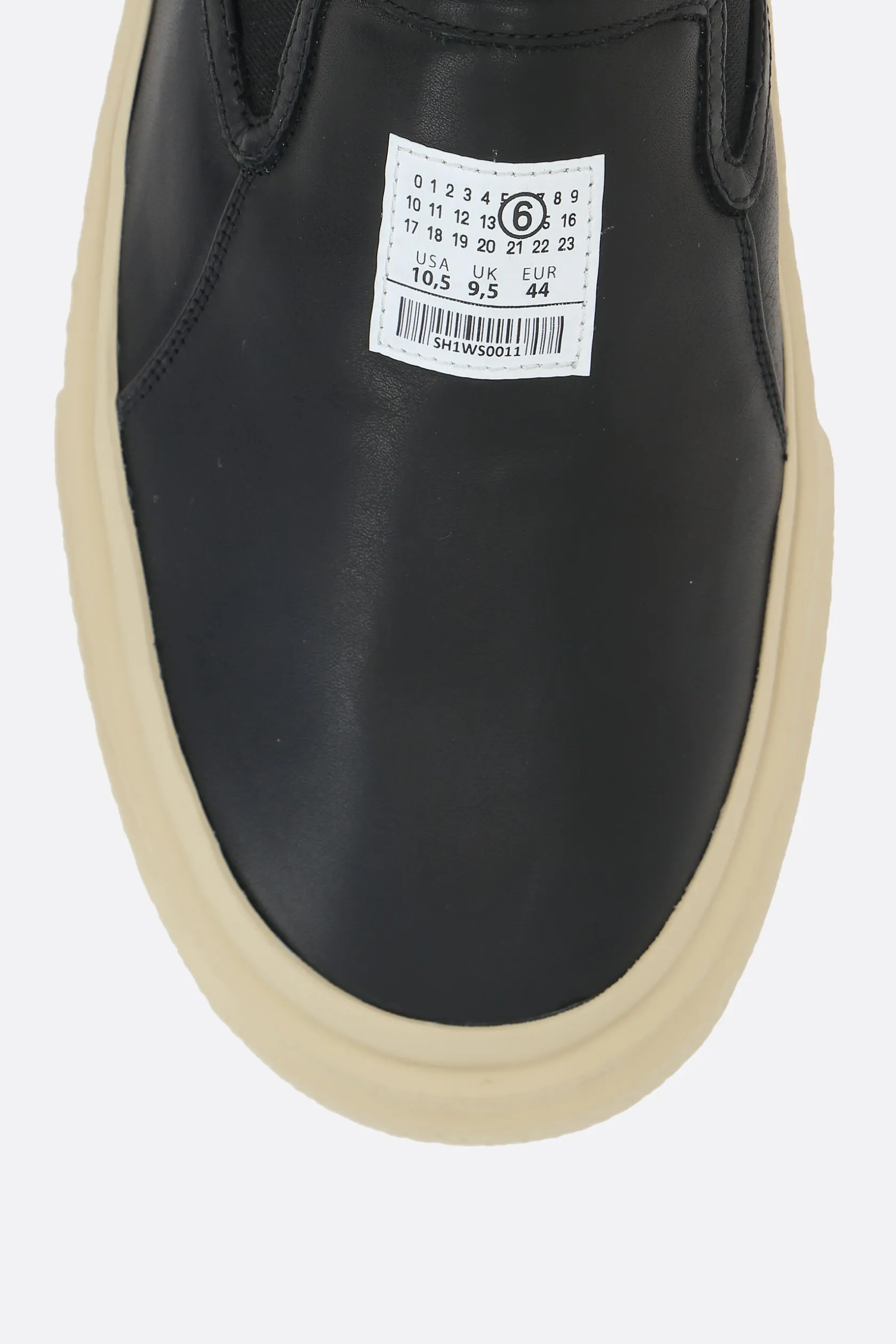 Sneakers>MM6 sneaker pull-on in pelle e maglia stretch Nero