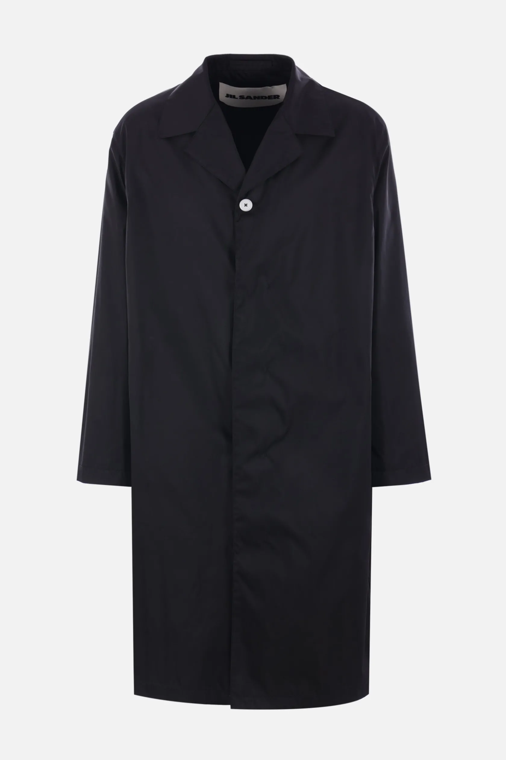 Capispalla>JIL SANDER soprabito monopetto in twill di nylon Nero