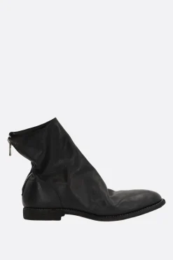 Stivali>GUIDI stivaletto con zip in pelle martellata Nero