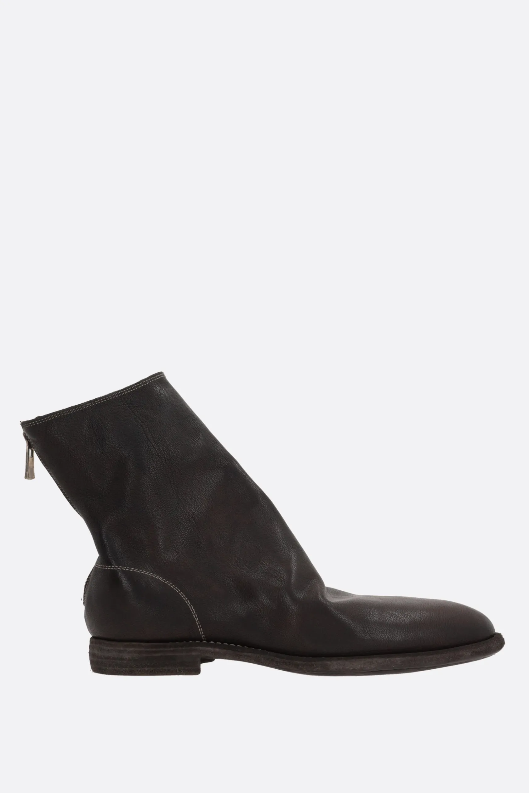 Stivali>GUIDI stivaletto con zip in pelle martellata Marrone